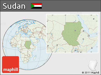 Savanna Style Location Map of Sudan, lighten