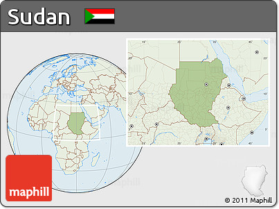 Savanna Style Location Map of Sudan, lighten