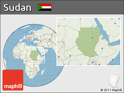 Savanna Style Location Map of Sudan, lighten, land only