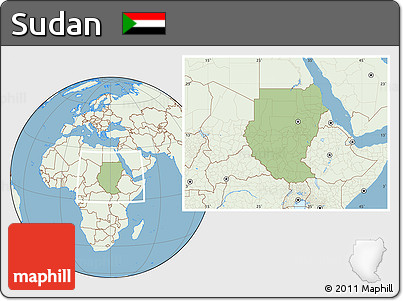 Savanna Style Location Map of Sudan, lighten, land only