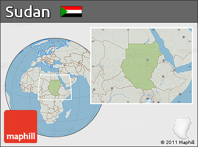 Savanna Style Location Map of Sudan, lighten, semi-desaturated, land only