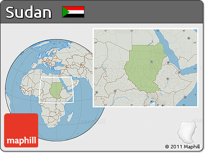 Savanna Style Location Map of Sudan, lighten, semi-desaturated, land only