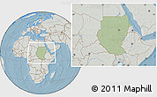 Savanna Style Location Map of Sudan, lighten, semi-desaturated, land only, hill shading