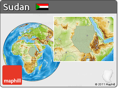 Savanna Style Location Map of Sudan, physical outside, hill shading