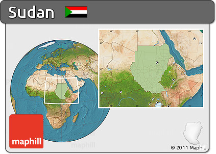 Savanna Style Location Map of Sudan, satellite outside