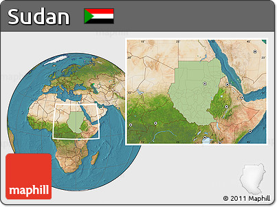 Savanna Style Location Map of Sudan, satellite outside