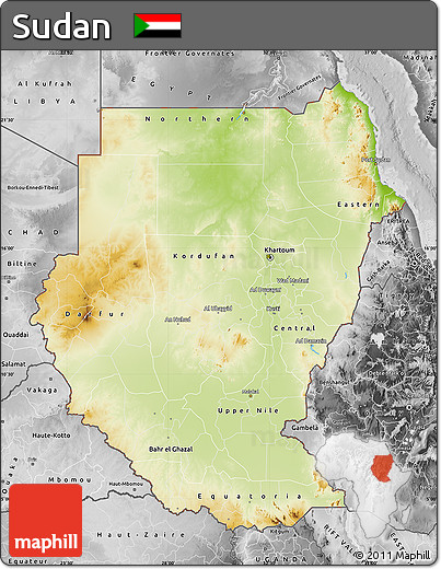 Physical Map of Sudan, desaturated