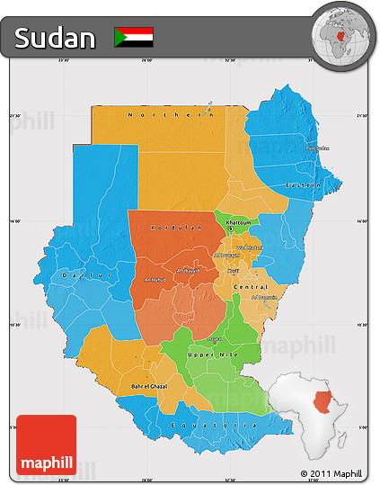Political Map of Sudan, cropped outside