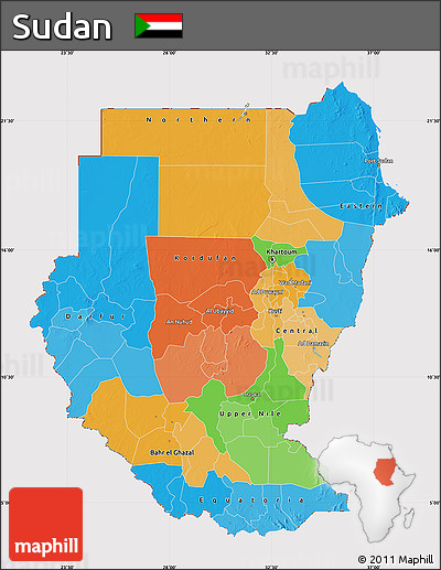 Political Map of Sudan, cropped outside