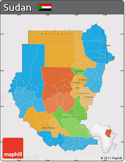 Political Map of Sudan, cropped outside