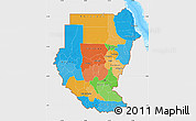 Political Map of Sudan, single color outside, bathymetry sea