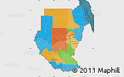 Political Map of Sudan, single color outside, satellite sea