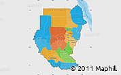 Political Map of Sudan, single color outside, shaded relief sea