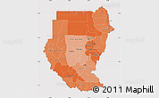 Political Shades Map of Sudan, cropped outside