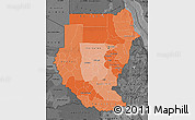 Political Shades Map of Sudan, darken, desaturated