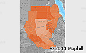Political Shades Map of Sudan, desaturated, land only