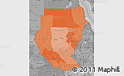 Political Shades Map of Sudan, desaturated