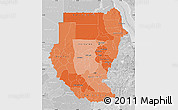 Political Shades Map of Sudan, lighten, desaturated