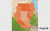 Political Shades Map of Sudan, satellite outside, bathymetry sea