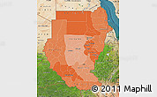 Political Shades Map of Sudan, satellite outside