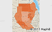 Political Shades Map of Sudan, shaded relief outside, bathymetry sea