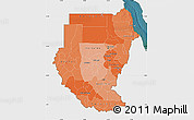 Political Shades Map of Sudan, single color outside, satellite sea