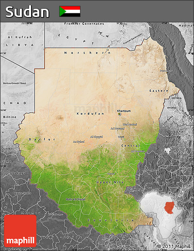 Satellite Map of Sudan, desaturated