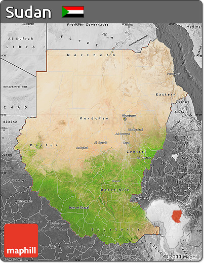 Satellite Map of Sudan, desaturated