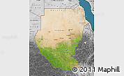 Satellite Map of Sudan, desaturated, land only
