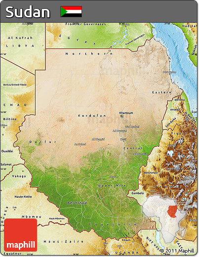 Satellite Map of Sudan, physical outside