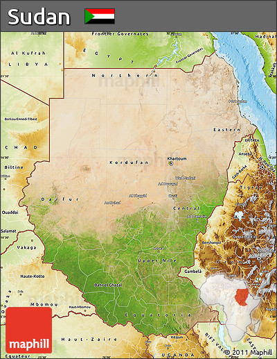 Satellite Map of Sudan, physical outside