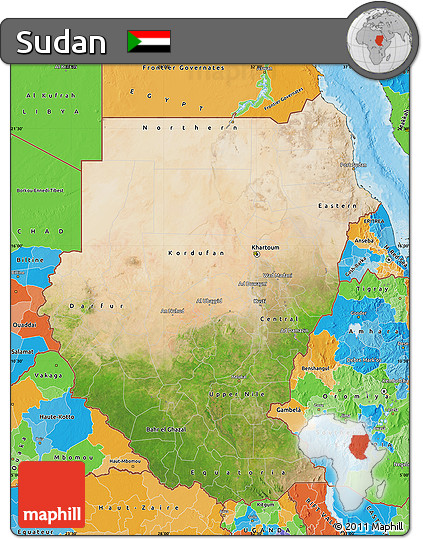 Satellite Map of Sudan, political outside