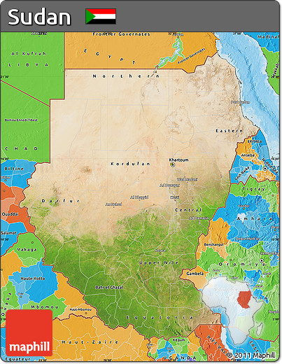 Satellite Map of Sudan, political outside