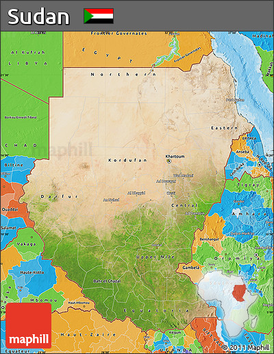 Satellite Map of Sudan, political outside