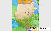 Satellite Map of Sudan, political shades outside