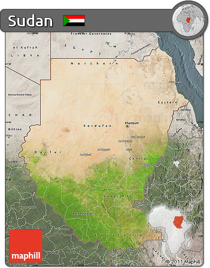 Satellite Map of Sudan, semi-desaturated