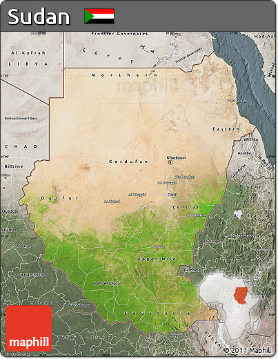 Satellite Map of Sudan, semi-desaturated