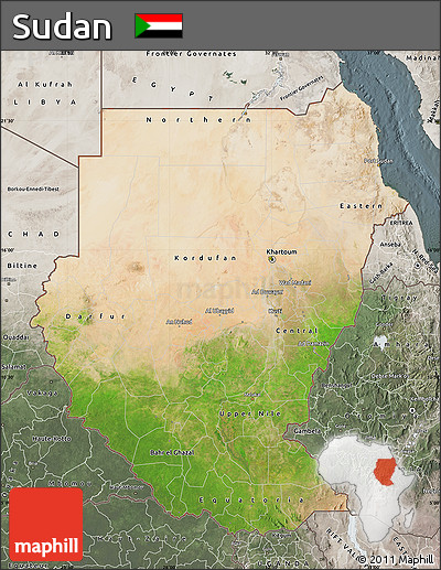 Satellite Map of Sudan, semi-desaturated