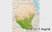 Satellite Map of Sudan, shaded relief outside