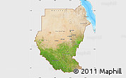 Satellite Map of Sudan, single color outside, bathymetry sea