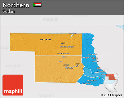 Political 3D Map of Northern, single color outside