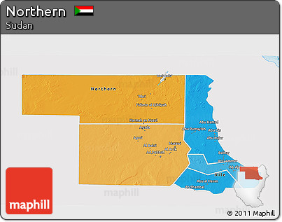 Political 3D Map of Northern, single color outside