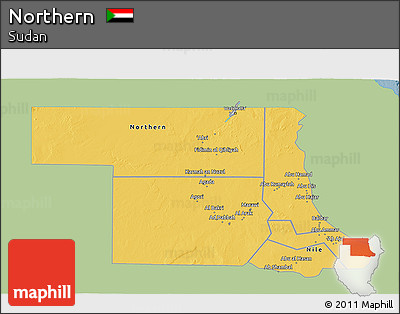 Savanna Style 3D Map of Northern, single color outside
