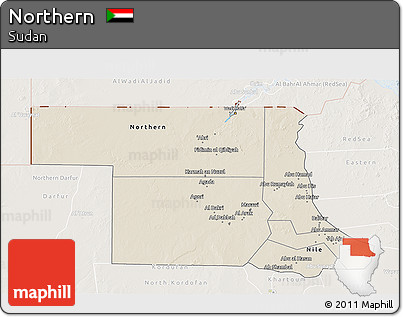 Shaded Relief 3D Map of Northern, lighten