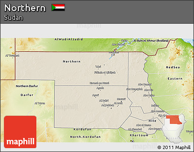 Shaded Relief 3D Map of Northern, physical outside