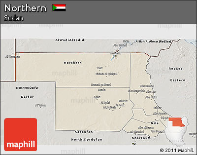 Shaded Relief 3D Map of Northern, semi-desaturated