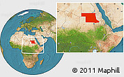 Satellite Location Map of Northern, within the entire country