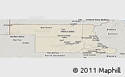 Shaded Relief Panoramic Map of Northern, semi-desaturated