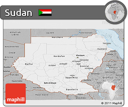Gray Panoramic Map of Sudan
