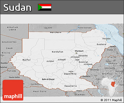 Gray Panoramic Map of Sudan